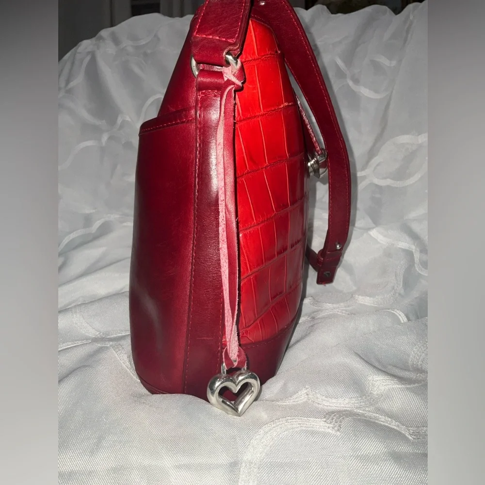 Vintage Brighton embossed crocodile red leather shoulder bag
